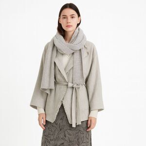 Anthropologie Marrakech Jacket Beige Gray Rustic Lagenlook Belted Cotton Wrap